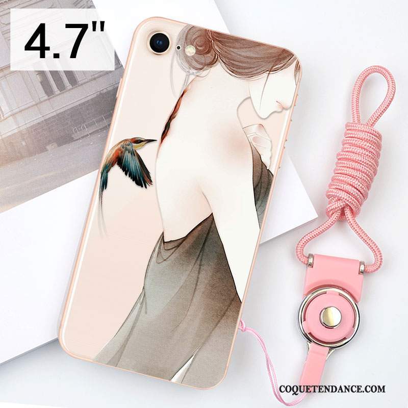 iPhone 8 Coque De Téléphone Silicone Transparent Rose Nouveau