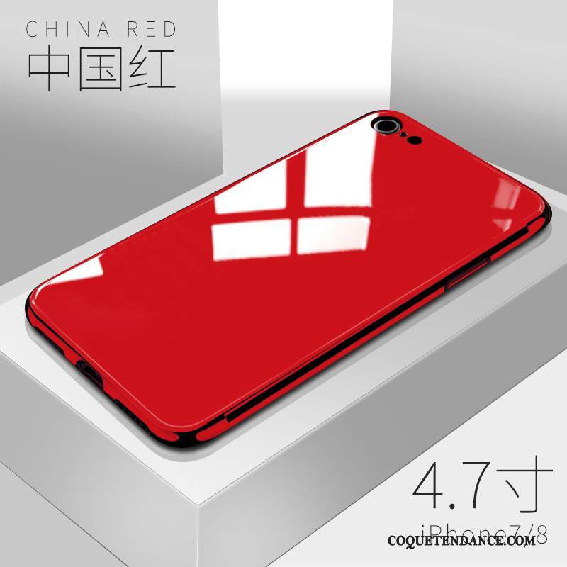 iPhone 8 Coque Net Rouge De Téléphone Incassable Verre Étui