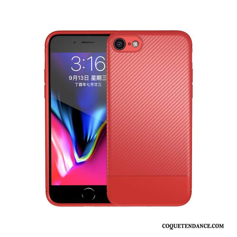 iPhone 8 Coque Élégant Fluide Doux Noir Rouge Tout Compris