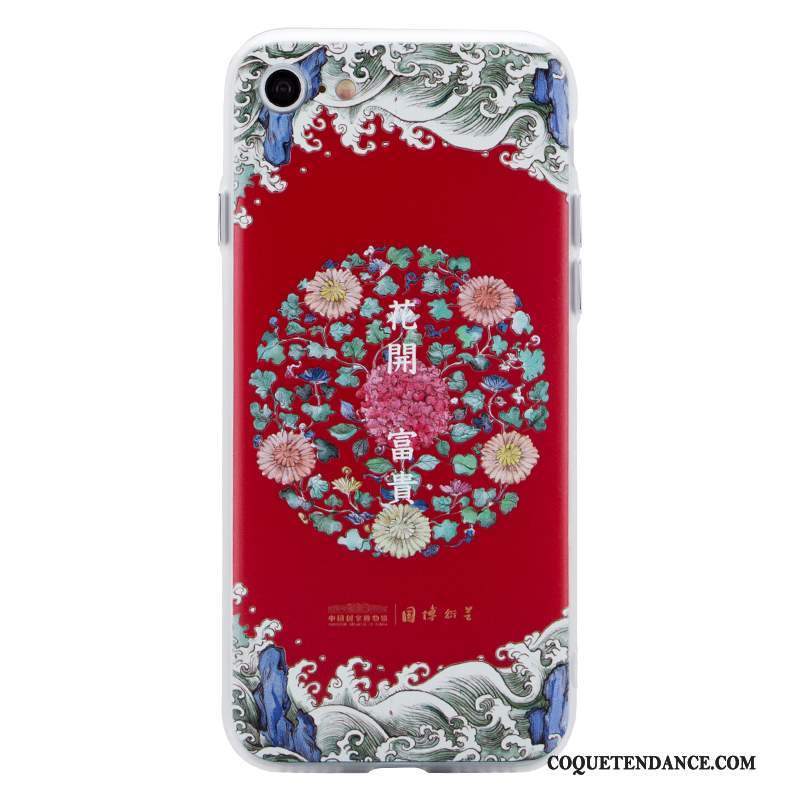 iPhone 8 Coque Étui Art Protection Style Chinois Rouge