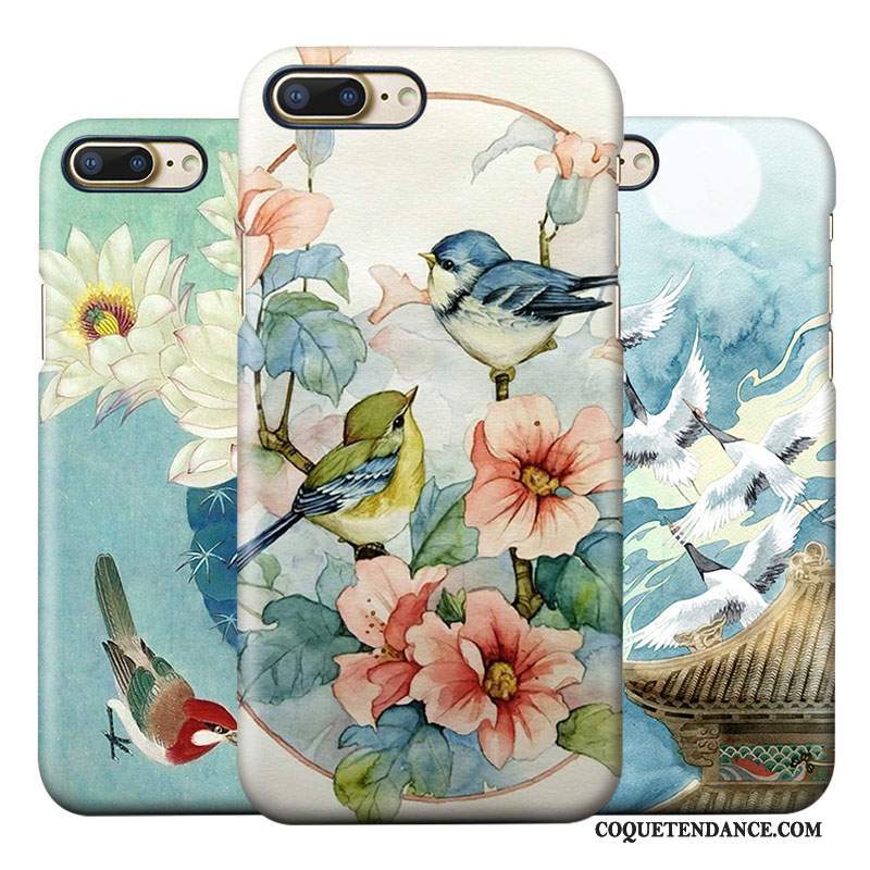 iPhone 8 Plus Coque De Téléphone Style Chinois Art Bleu Vintage