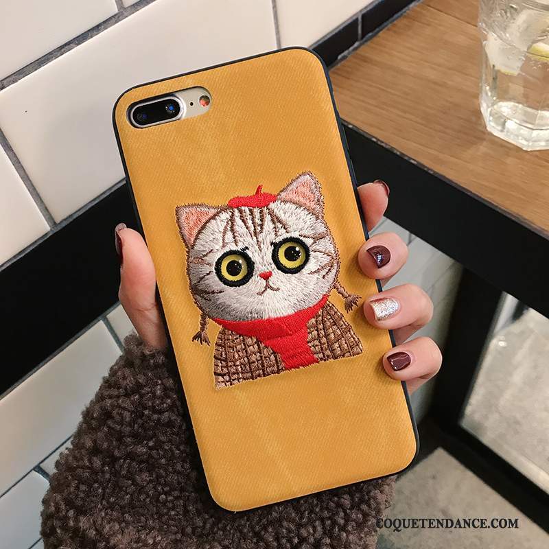 iPhone 8 Plus Coque Dessin Animé Fluide Doux Incassable Charmant Broderie