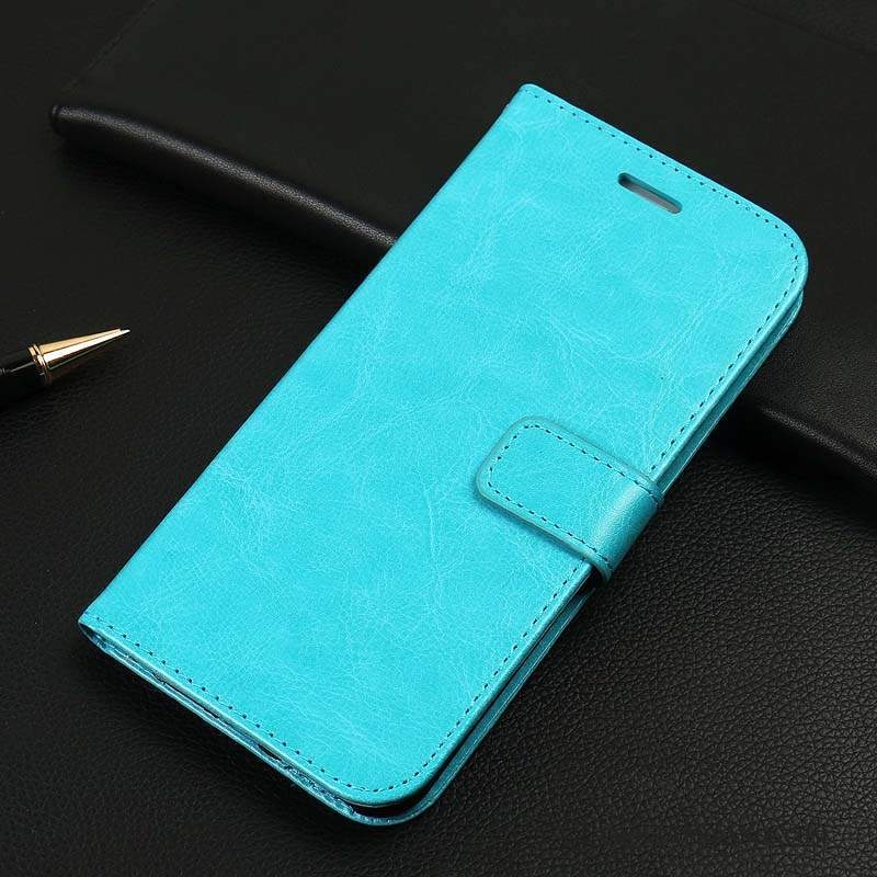 iPhone 8 Plus Coque Fluide Doux Bleu Support Housse Étui En Cuir