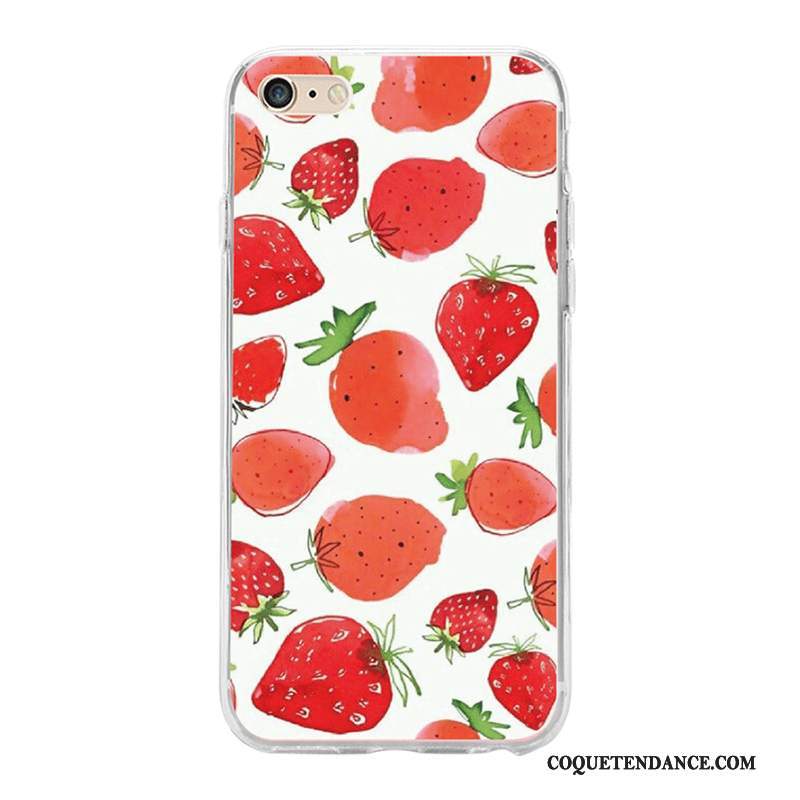 iPhone 8 Plus Coque Fraise Net Rouge Transparent Fluide Doux De Téléphone