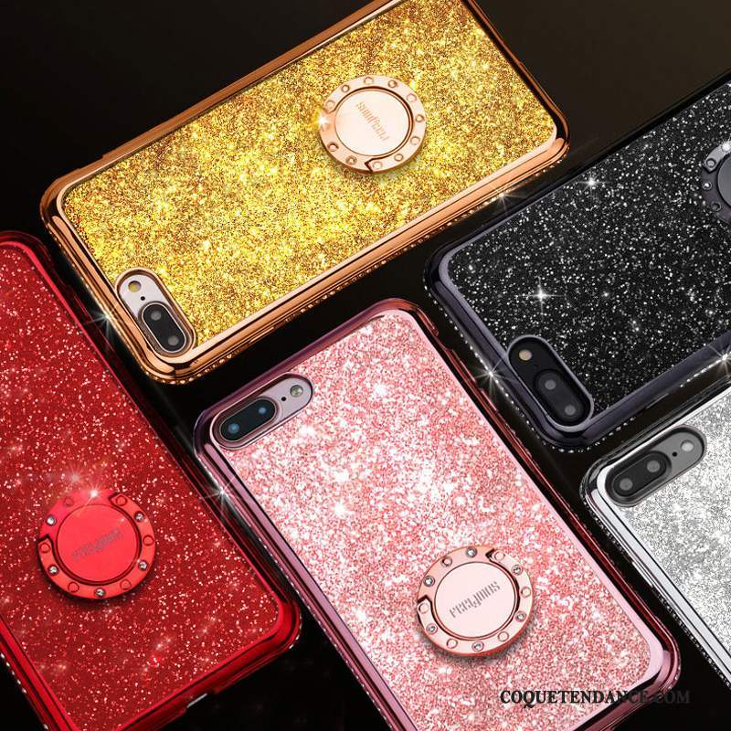 iPhone 8 Plus Coque Multicolore Anneau Incassable Transparent Strass