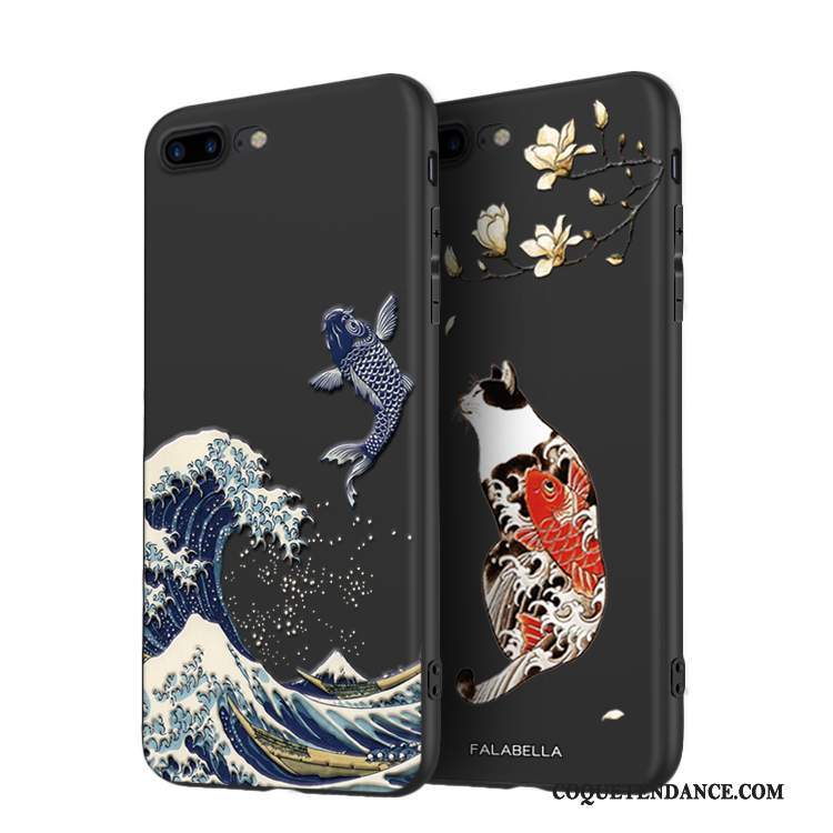 iPhone 8 Plus Coque Nouveau Noir Fluide Doux De Téléphone Style Chinois