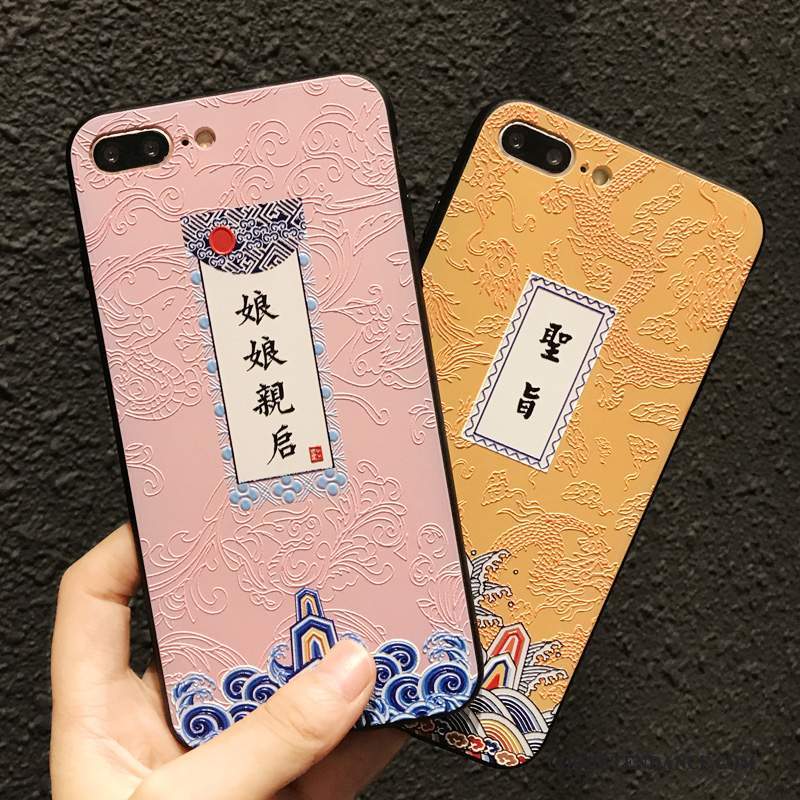 iPhone 8 Plus Coque Personnalité Tout Compris Amoureux Gaufrage Jaune