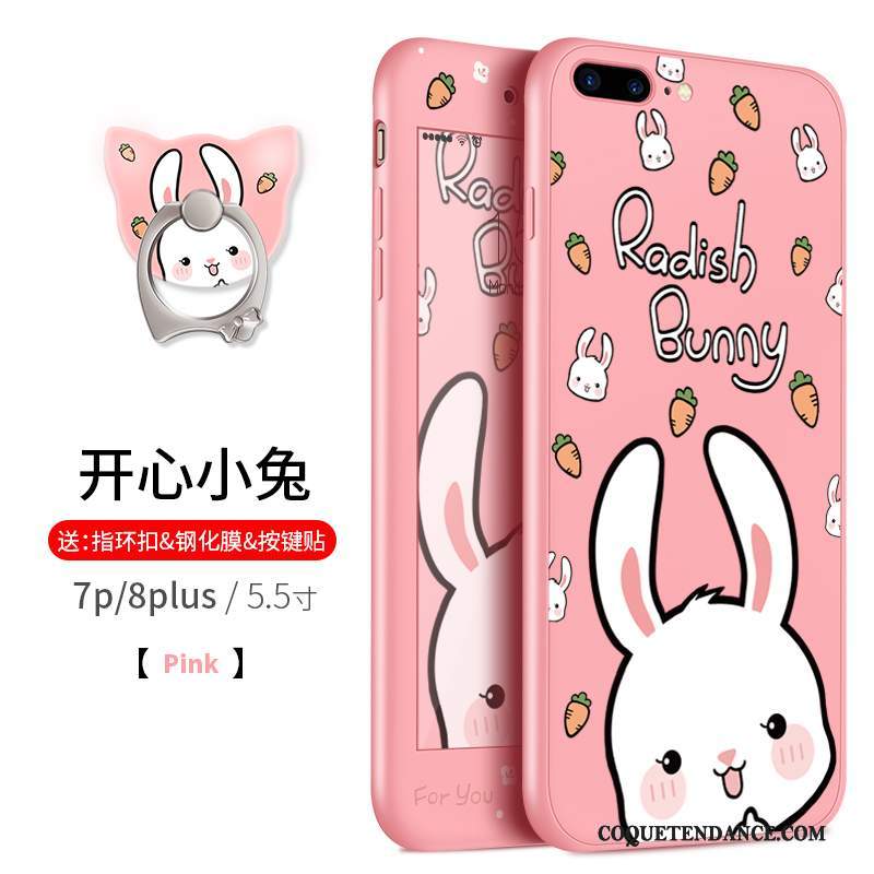 iPhone 8 Plus Coque Silicone Dessin Animé Délavé En Daim Noir Fluide Doux