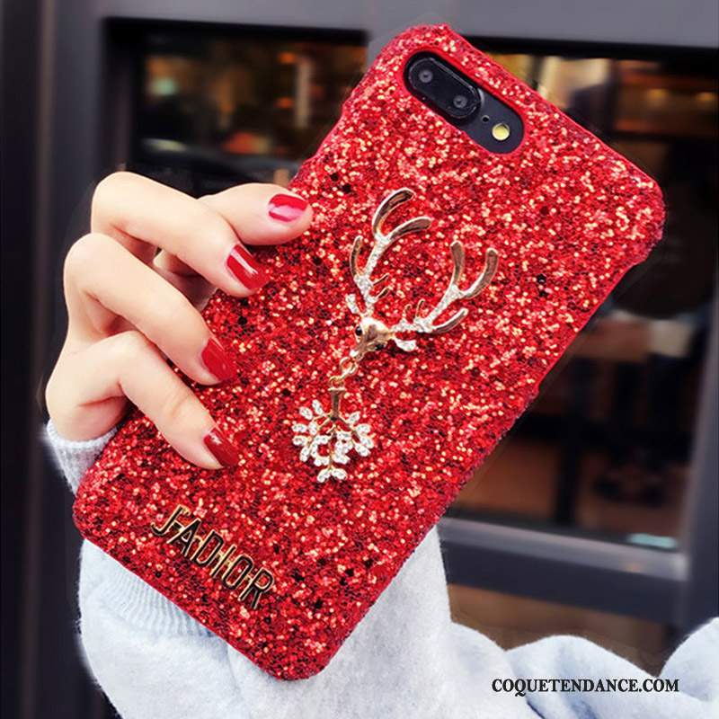 iPhone 8 Plus Coque Strass Luxe Net Rouge Incruster Strass De Téléphone