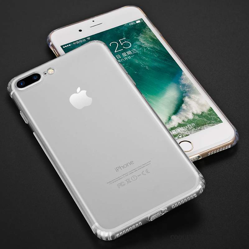 iPhone 8 Plus Coque Transparent De Téléphone Argent Fluide Doux Or Rose