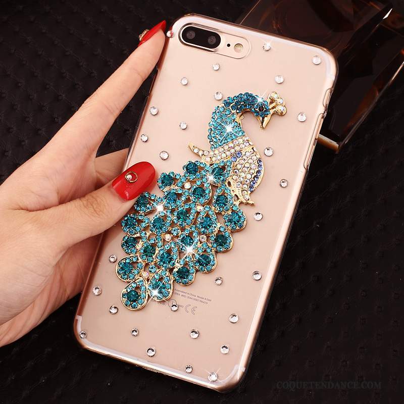 iPhone 8 Plus Coque Transparent Nouveau Incruster Strass Bleu Étui