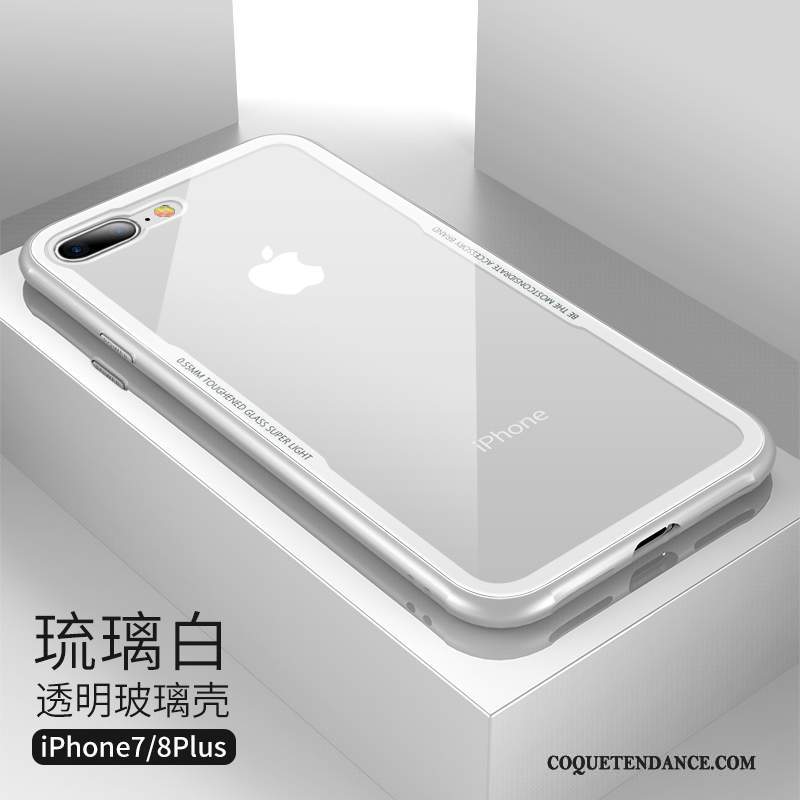 iPhone 8 Plus Coque Verre Blanc Étui Protection Très Mince