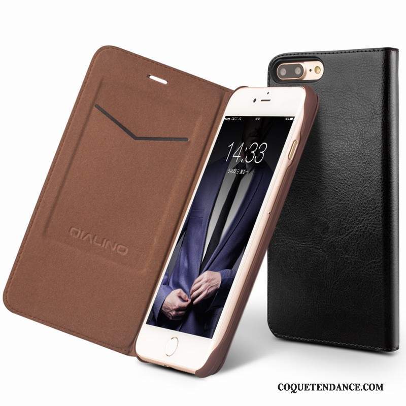 iPhone 8 Plus Coque Étui En Cuir Protection Marron Cuir Véritable Business