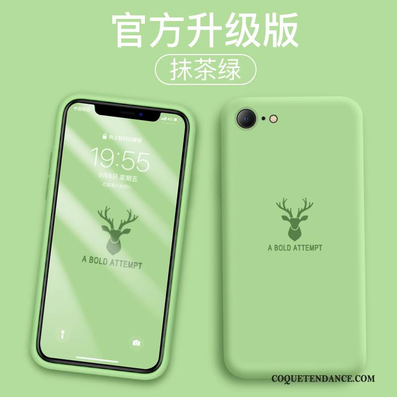 iPhone Se 2020 Coque Vert Délavé En Daim Protection Étui Incassable