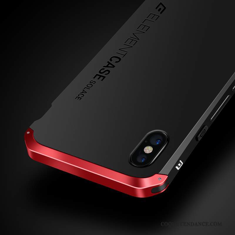 iPhone X Coque Marque De Tendance De Téléphone Métal Rouge Protection