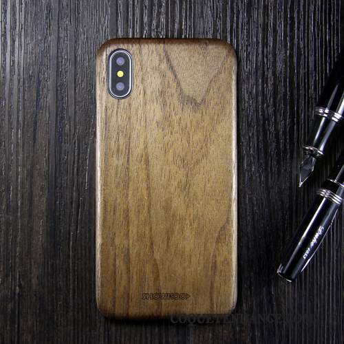 iPhone X Coque Marque De Tendance Nouveau Bois Massif Protection Kaki