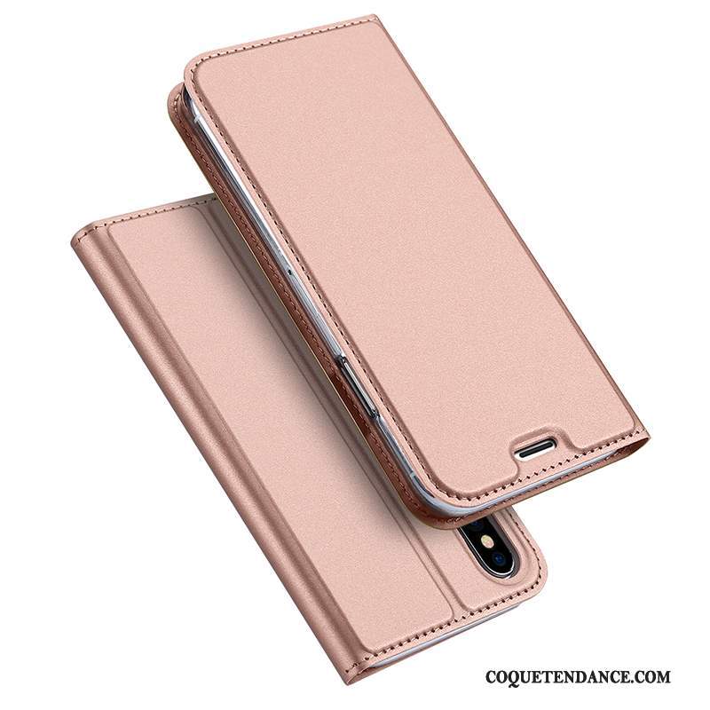 iPhone X Coque Rose Étui En Cuir Business Carte Protection