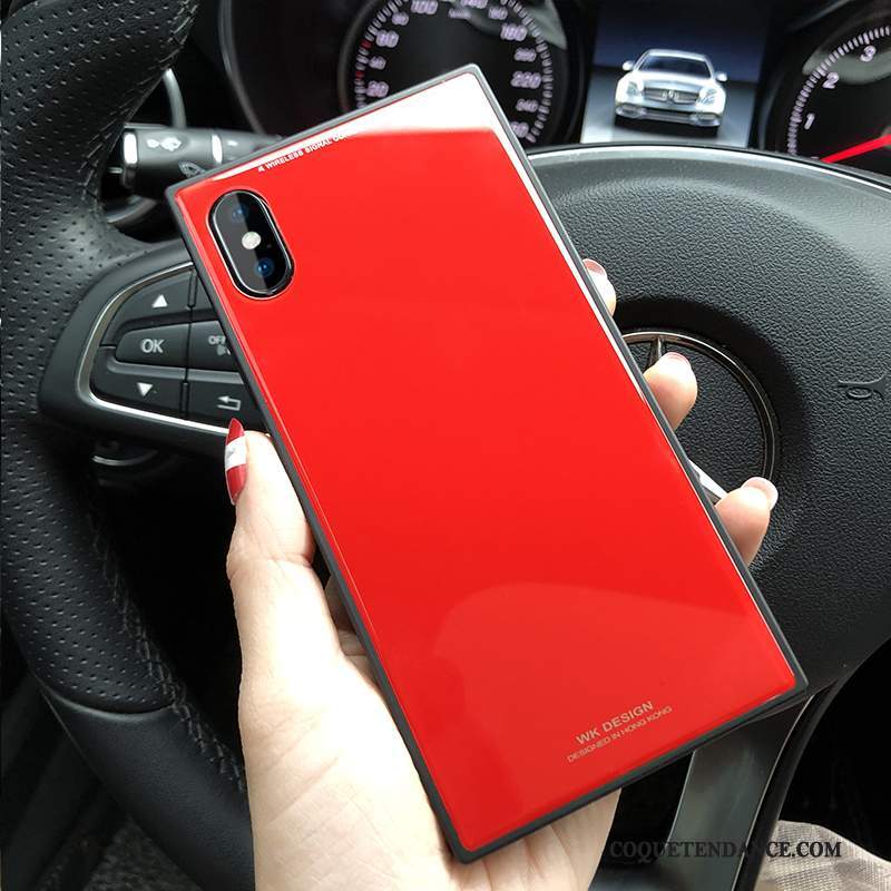 iPhone X Coque Rouge Nouveau Étui Grand Verre