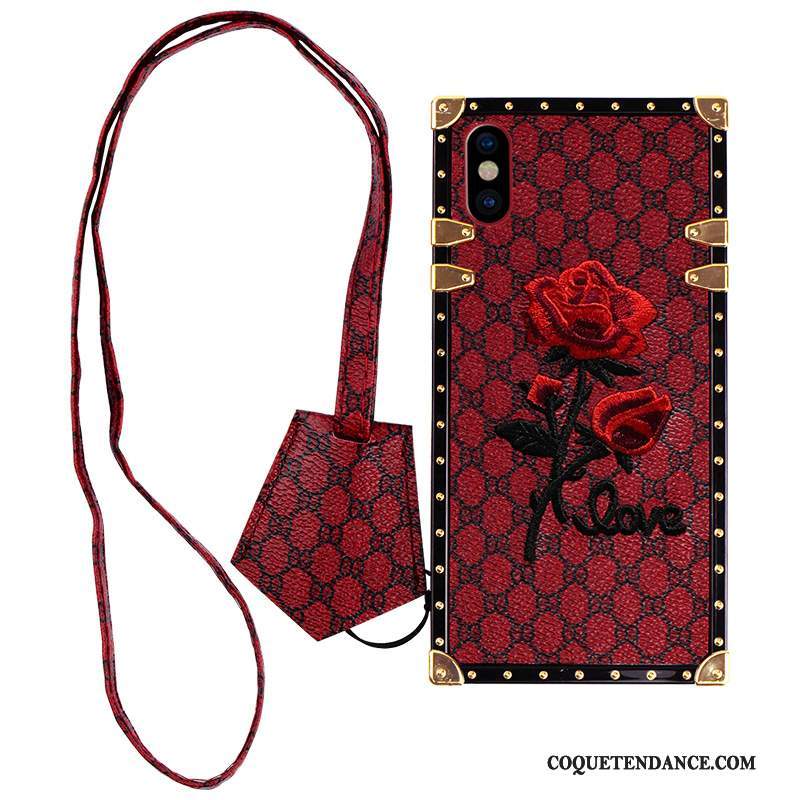 iPhone X Coque Tout Compris Incassable Broderie Rouge Net Rouge