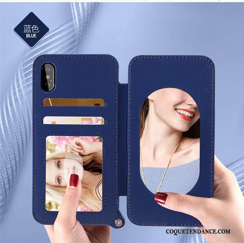 iPhone X Coque Étui En Cuir Ornements Suspendus Bleu Nouveau Silicone