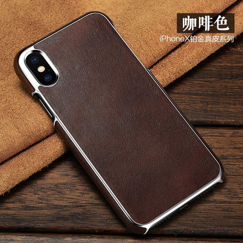 iPhone X Coque Étui Marron Étui En Cuir Protection Cuir Véritable