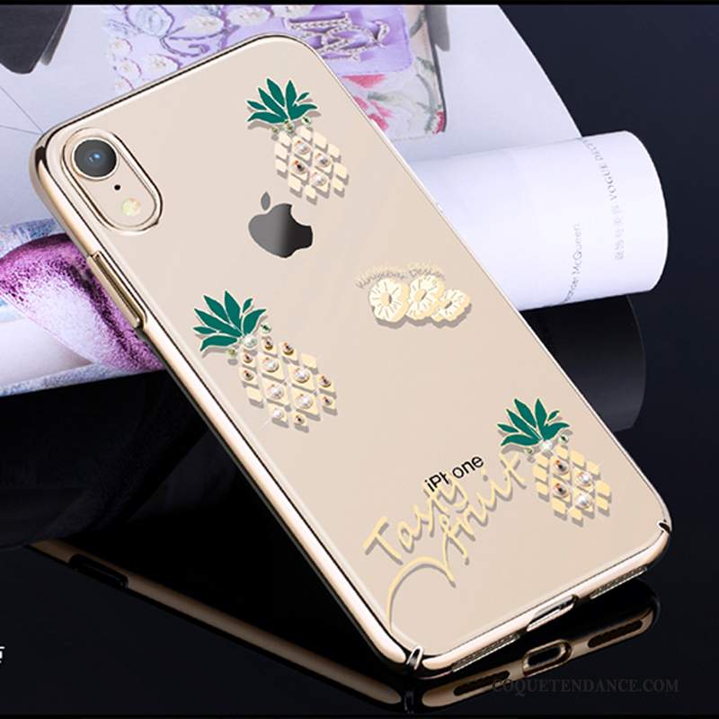 iPhone Xr Coque Incruster Strass Luxe Placage Étui