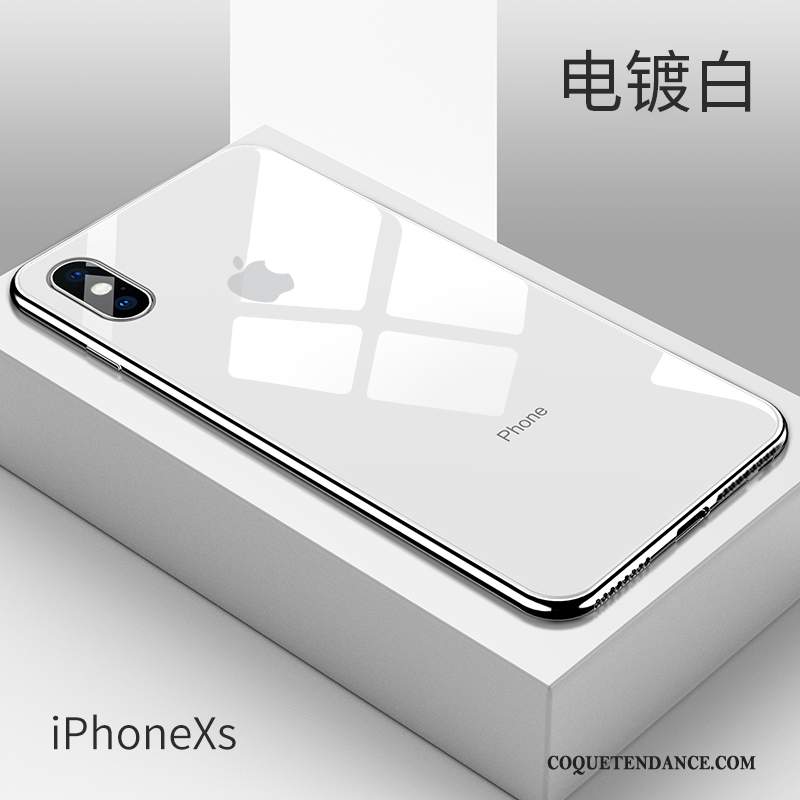 iPhone Xs Coque Incassable Silicone Très Mince Net Rouge Blanc
