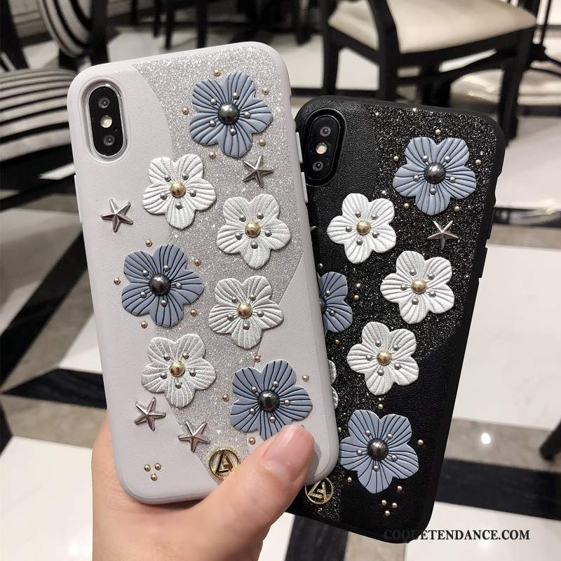 iPhone Xs Coque Mode Nouveau Fleur Incassable Gris