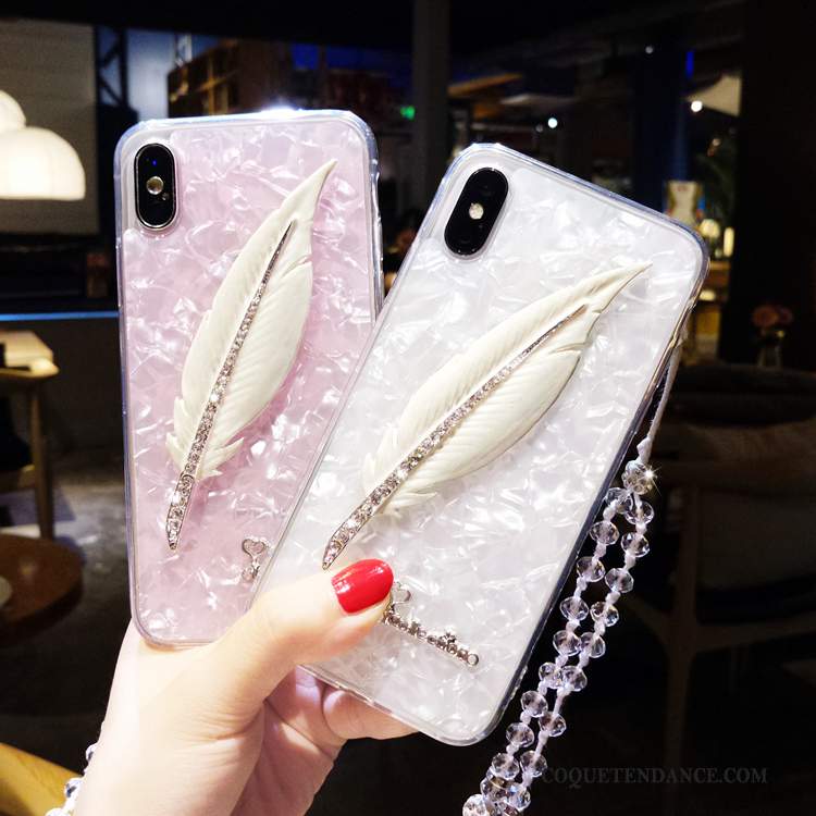 iPhone Xs Coque Nouveau Cristal Marque De Tendance Personnalité Plume