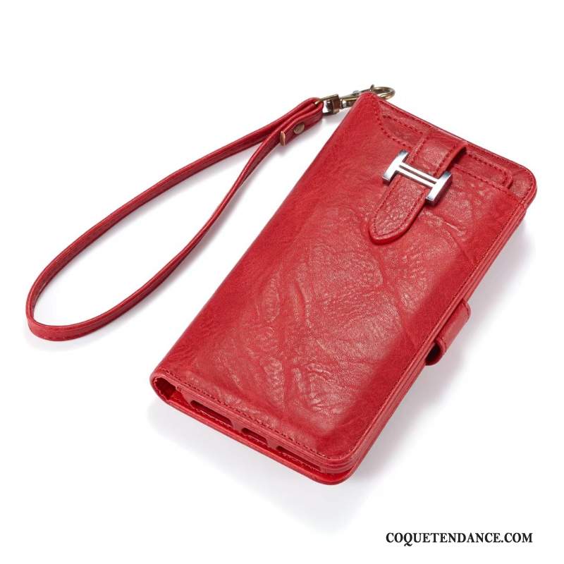 iPhone Xs Coque Ornements Suspendus Sac Carte Housse Étui En Cuir Rouge