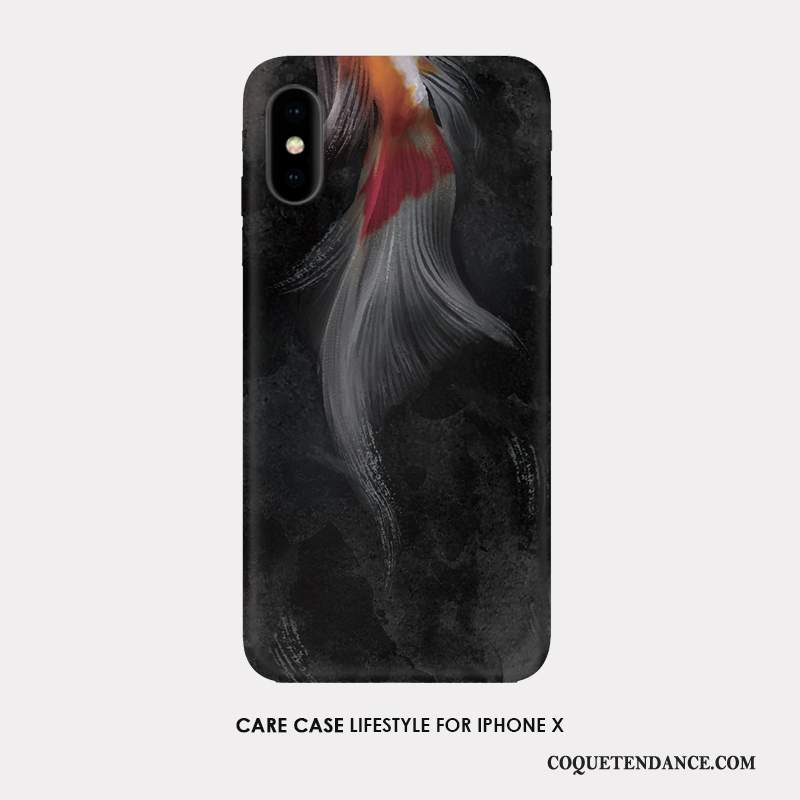 iPhone Xs Coque Squid Fluide Doux Incassable Créatif Délavé En Daim