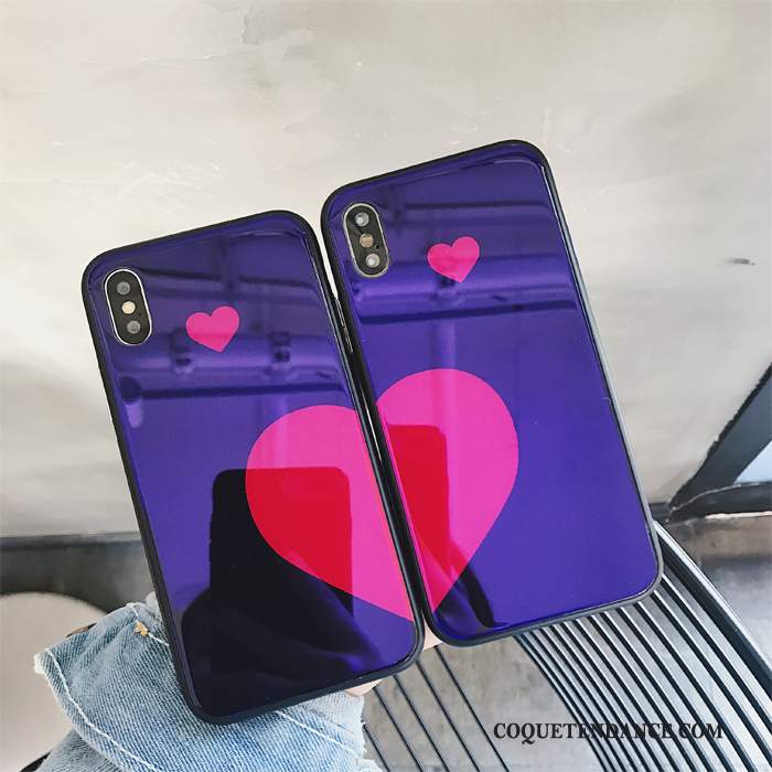 iPhone Xs Coque Violet De Téléphone Rouge Cœur Amour