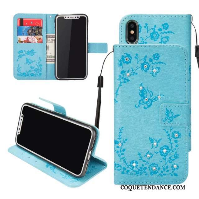 iPhone Xs Max Coque Housse Incassable Bleu Carte Protection