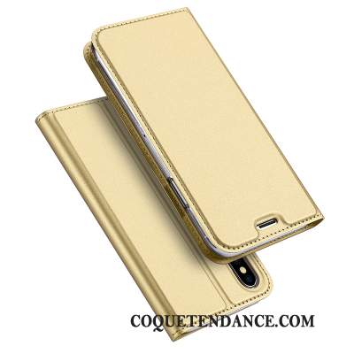 iPhone Xs Max Coque Incassable Protection De Téléphone Or Étui En Cuir