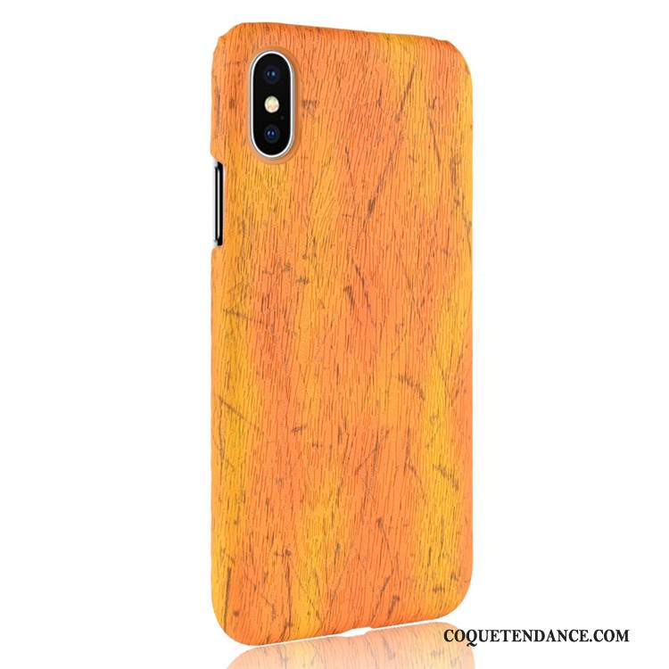 iPhone Xs Max Coque Qualité Étui Grain De Bois Incassable Jaune